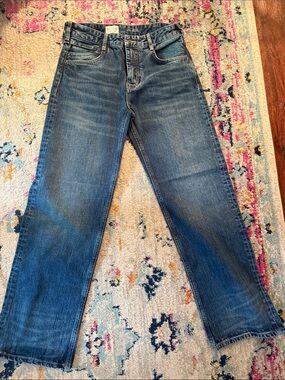 Pilcro Mid-Wash Straight-Leg Jeans in Blue